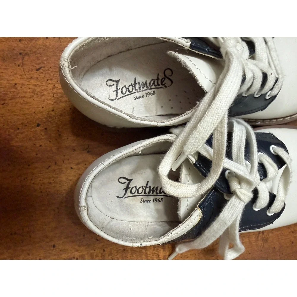 Footmates Cheer Kids Navy White Leather Saddle Shoes Oxfords 8.5M